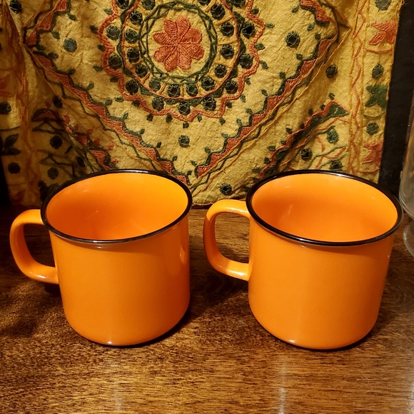 Set - Bulleit Frontier Whisky Bourbon Coffee Mugs Cups Ceramic Orange - Picture 2 of 4